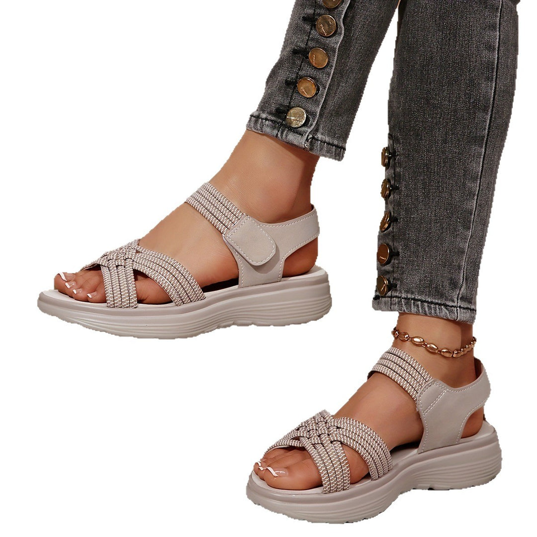 Damen Sportliche Sandalen mit geflochtenen Riemen und gepolsterter Sohle EB