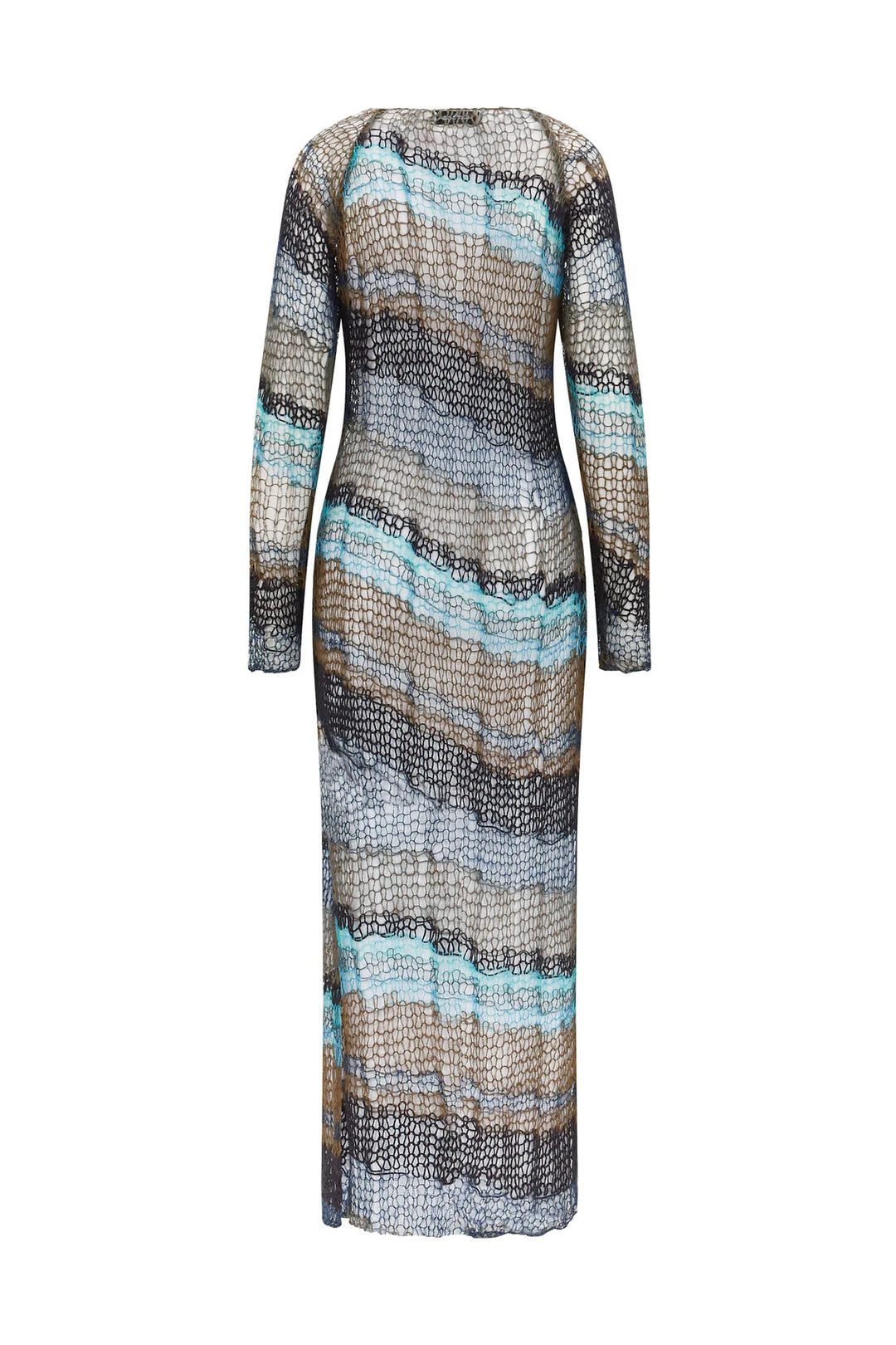 Damen Maxikleid mit kreativem Netzdesign und aufregendem Farbverlauf EB