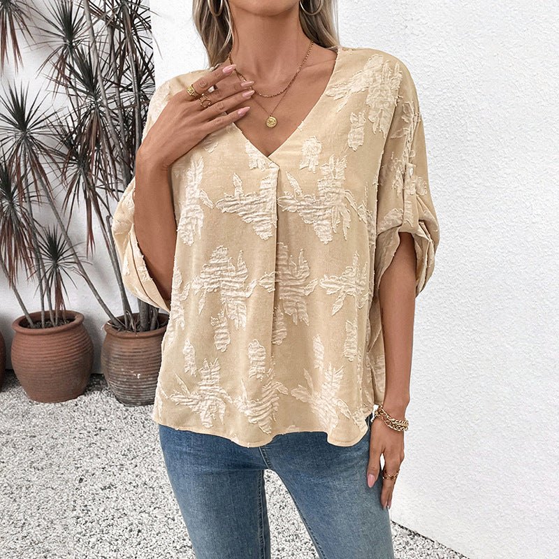 Damen luftige Sommerbluse mit eleganten Schnürdetails und weitem Schnitt EB