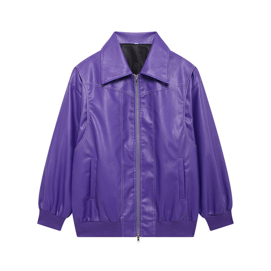 Damen Kunstlederjacke mit lässigem Schnitt und elastischem Saum EB