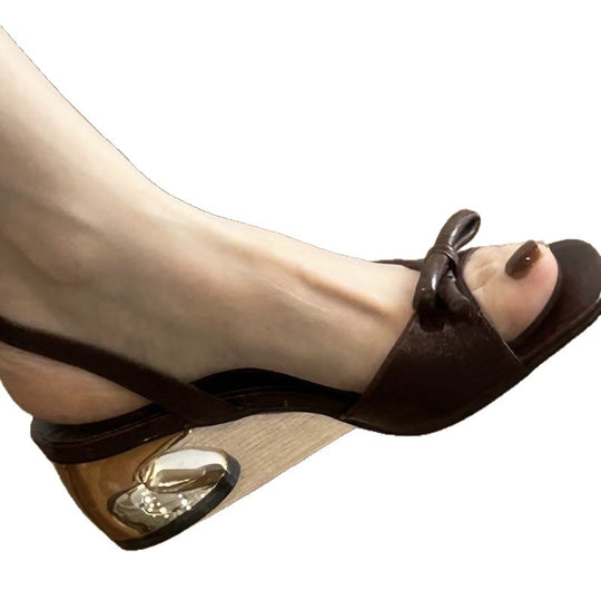 Damen elegante Slingback-Sandalen mit zierlichem Schleifendetail EB
