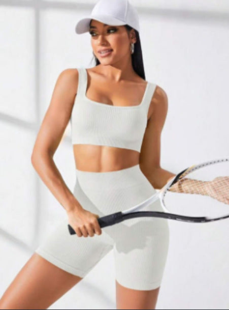 Damen Sportliches Set mit gerafftem Oberteil und hohem Bund EB