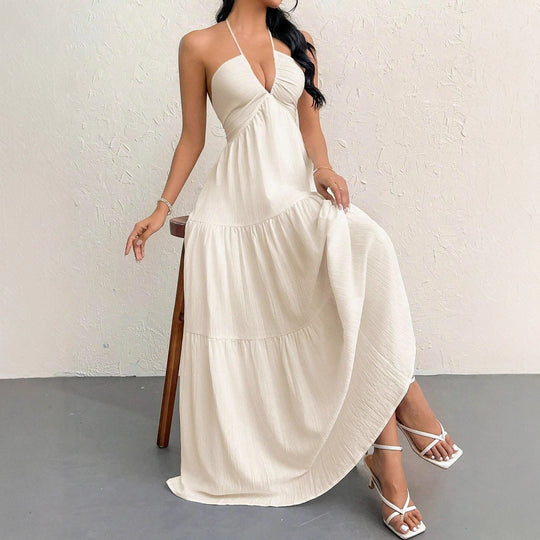 Damen Maxikleid mit schulterfreiem Design und Faltenwurf EB