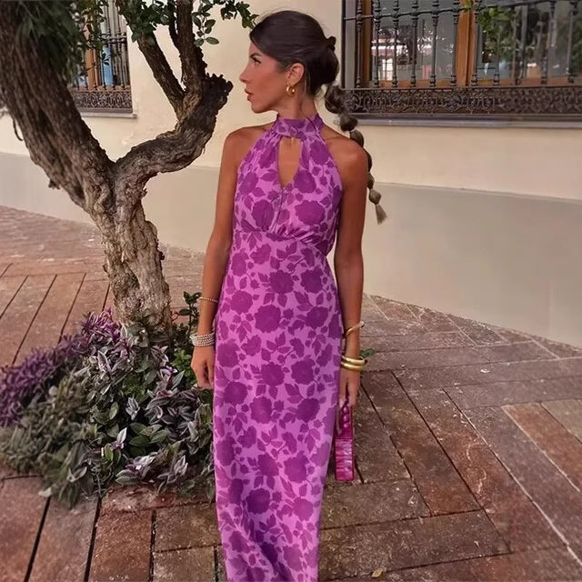 Damen Maxikleid im floralen Design mit elegantem Rückenausschnitt EB
