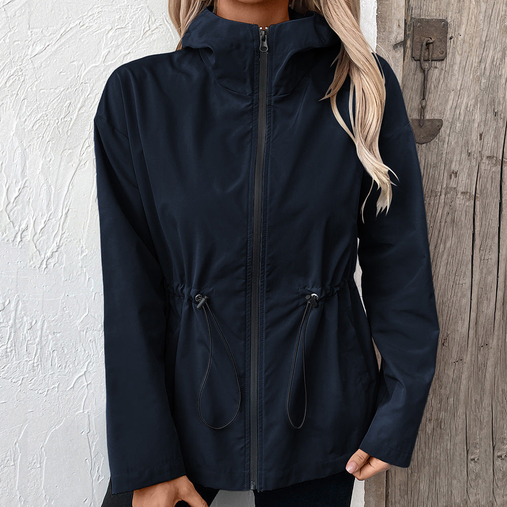 Damen leichte Kapuzenjacke mit einstellbarem Bund EB