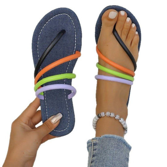 Damen Flip-Flops mit modischen bunten Riemen EB