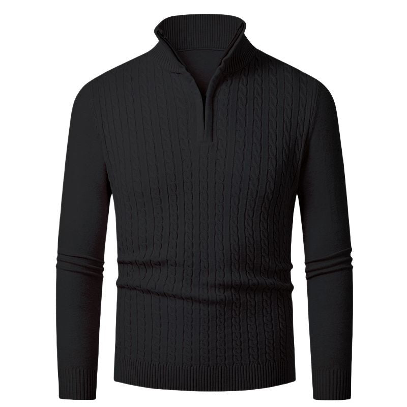 Herren Strickpullover mit modischem Zopfmuster und hochgeschlossenem Kragen EB