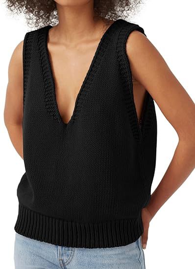 Damen Stricktop mit tiefem V-Ausschnitt und strukturiertem Abschluss EB