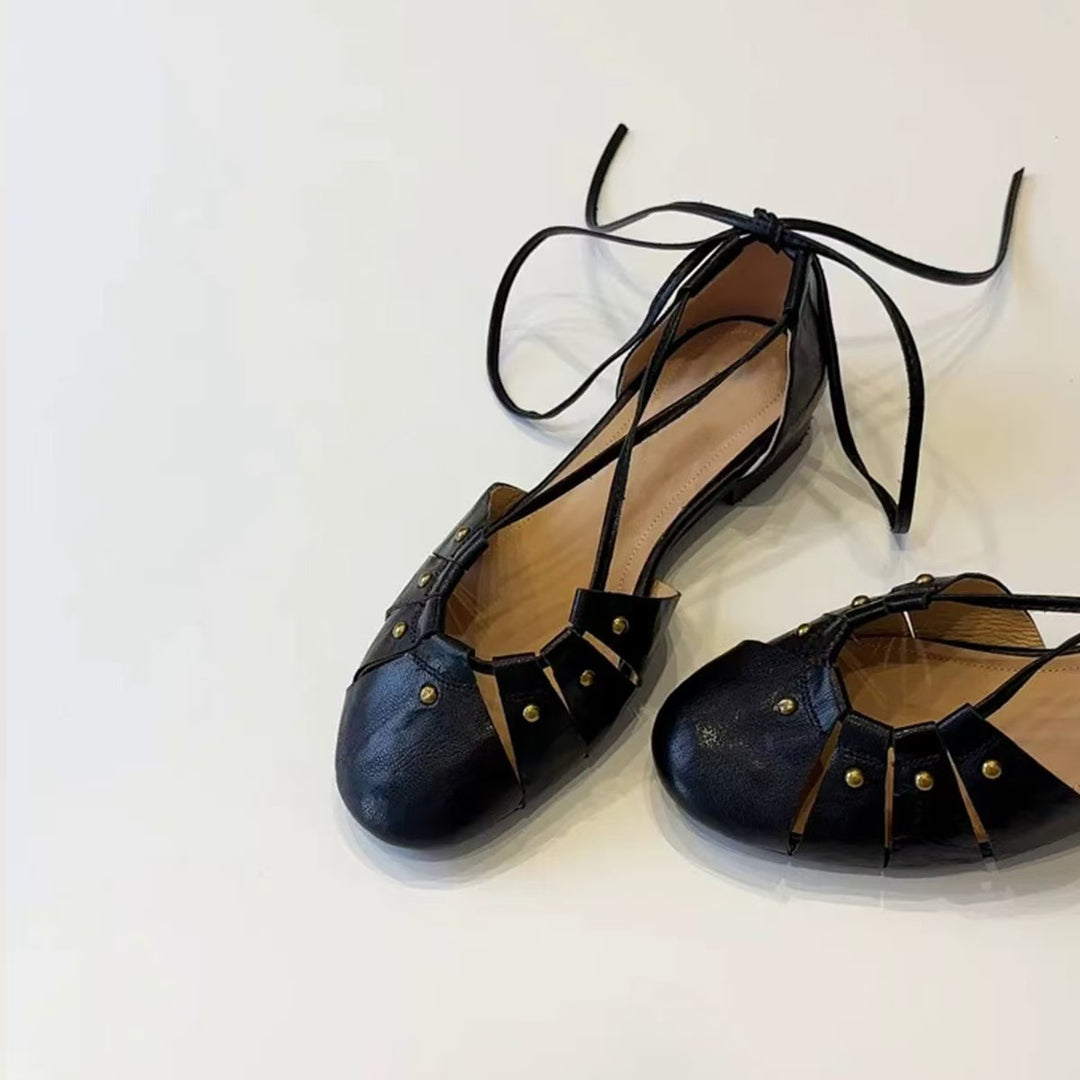 Damen Ballerina-Schuhe mit elegantem Riemendesign und modischen Nieten EB