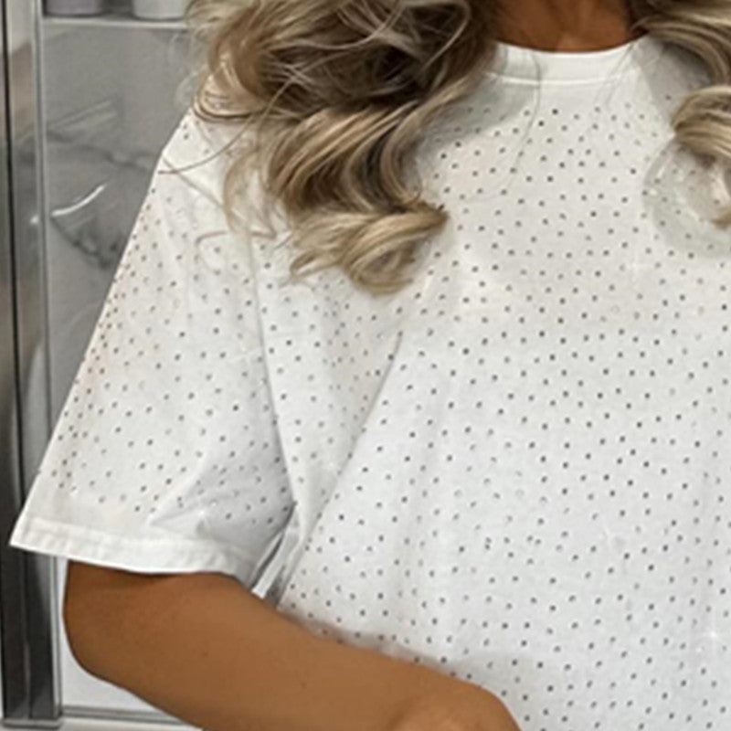 Damen Oversized T-Shirt mit glänzenden Akzenten EB