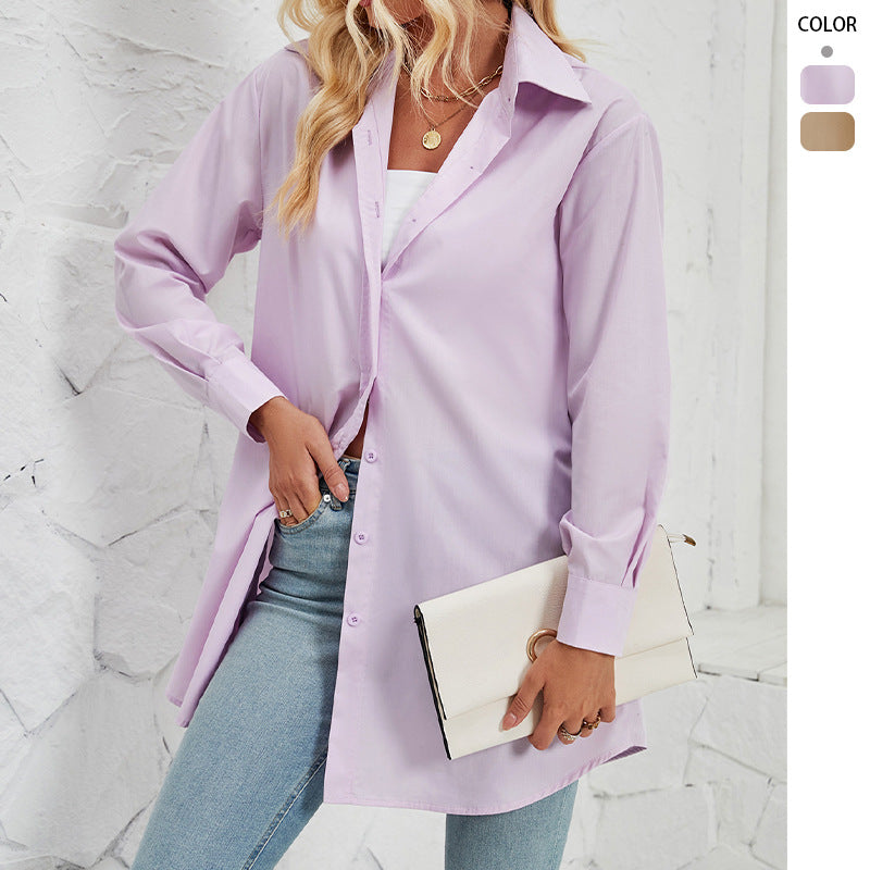 Damen Hemdbluse mit elegantem Oversized-Schnitt und klassischen Knopfdetails EB