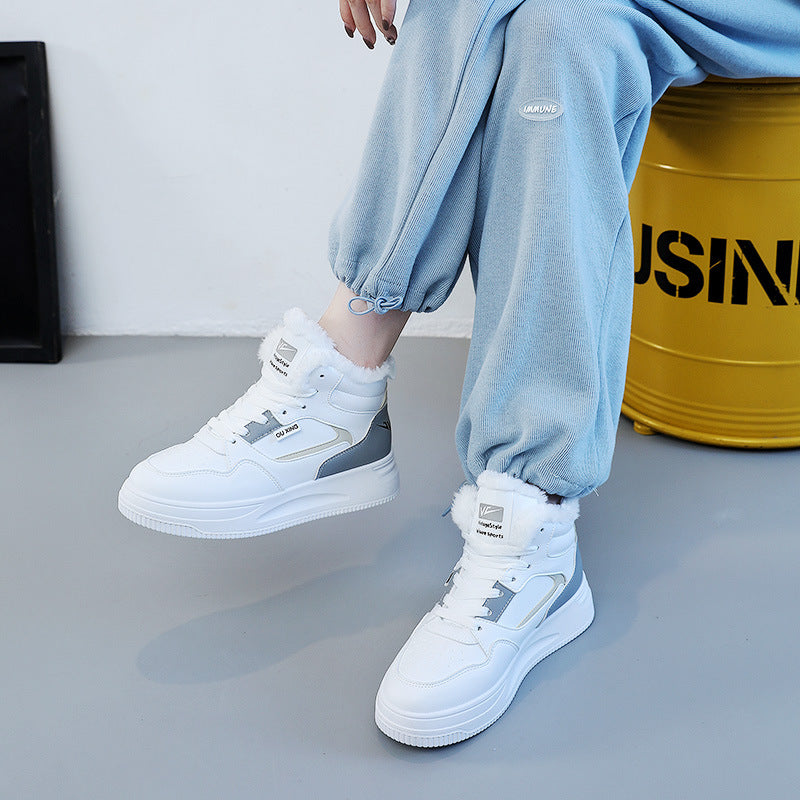 Damen warme High-Top Sneakers mit kuscheligem Innenfutter EB
