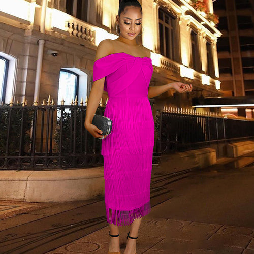 Damen Cut-out Cocktailkleid mit Fransen EB