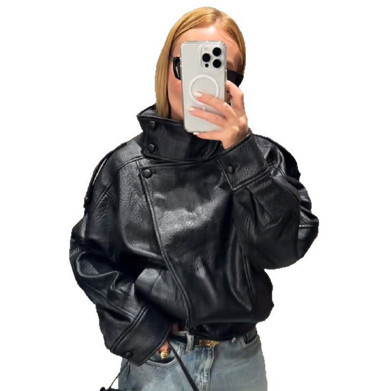 Damen elegante und voluminöse jacke mit Stehkragen EB