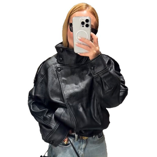Damen elegante und voluminöse jacke mit Stehkragen EB