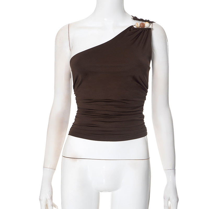 Damen Asymmetrisches Oberteil mit dekorativem Rüschendetail EB