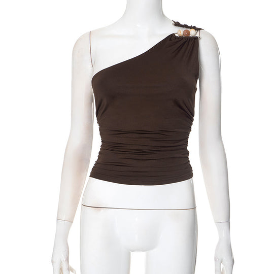 Damen Asymmetrisches Oberteil mit dekorativem Rüschendetail EB