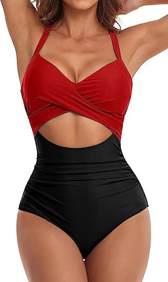 Damen Einteiliger Badeanzug mit elegantem Wickelschnitt EB