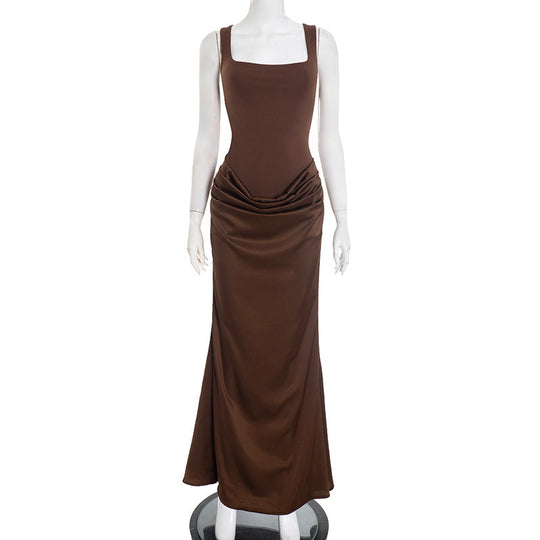 Damen figurbetontes Maxi-Kleid mit elegantem Drapierungsdesign EB