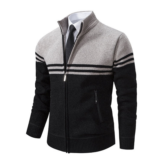 Herren stylische Freizeitjacke mit hohem Kragen und moderner Zipper-Detailierung EB