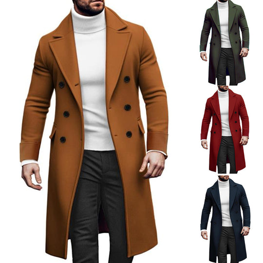 Herren eleganter Mantel mit doppelter Knopfreihe und modernem Schnitt EB