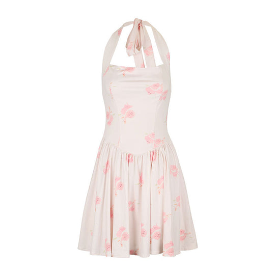Damen Sommerliches Neckholderkleid mit floralem Design und taillierter Silhouette EB