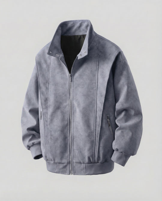 Herren Velours Kurzjacke Stehkragen