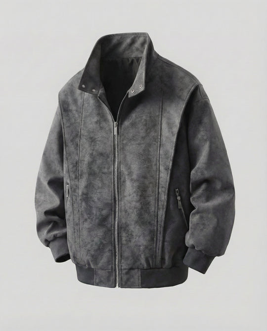 Herren Velours Kurzjacke Stehkragen