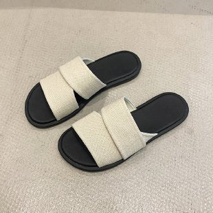 Damen Komfortable Slides mit breiten, modischen Riemen EB