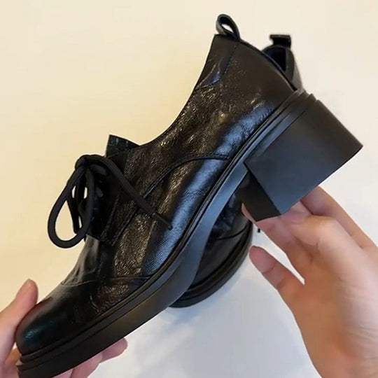 Damen Elegante Komfort-Schnürschuhe mit modischem Blockabsatz EB