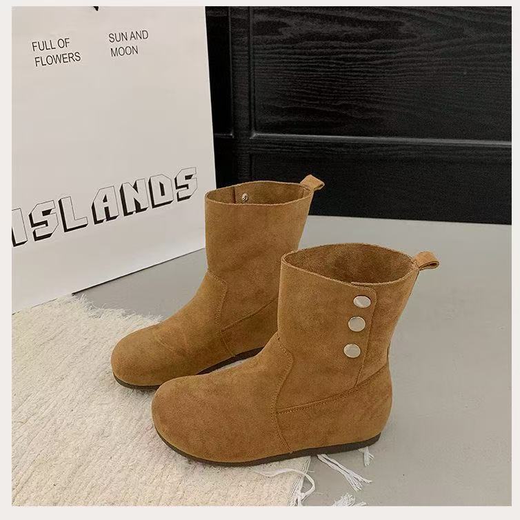 Damen Stylische Stiefeletten mit modischen Knopfdetails EB