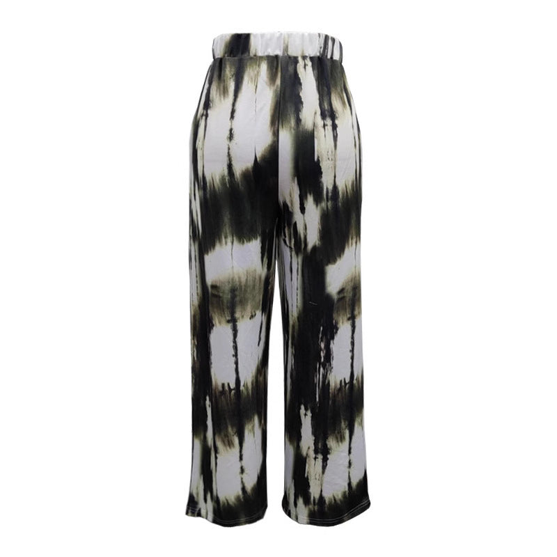 Damen Weite Stoffhose mit einzigartigem Batikdesign EB