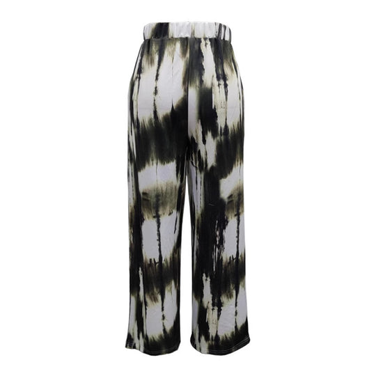 Damen Weite Stoffhose mit einzigartigem Batikdesign EB
