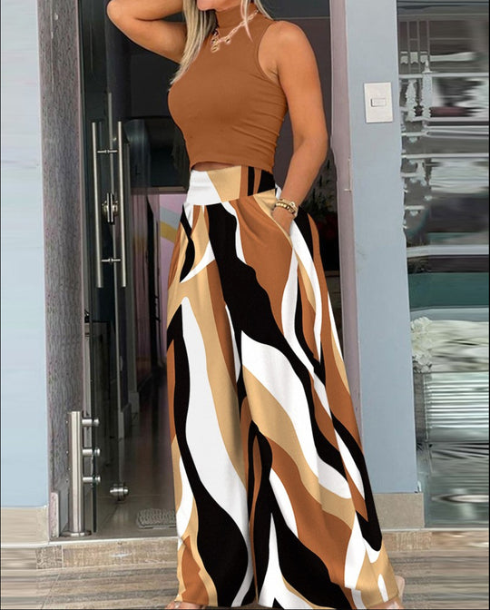 Damen Trendige weite Hose mit floralem Muster EB