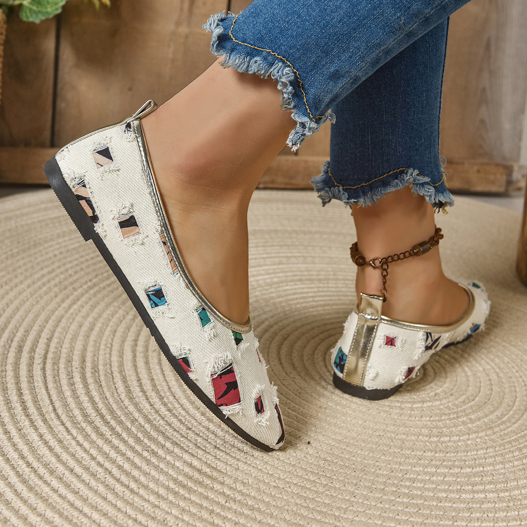 Damen elegante Ballerinas mit buntem Design EB