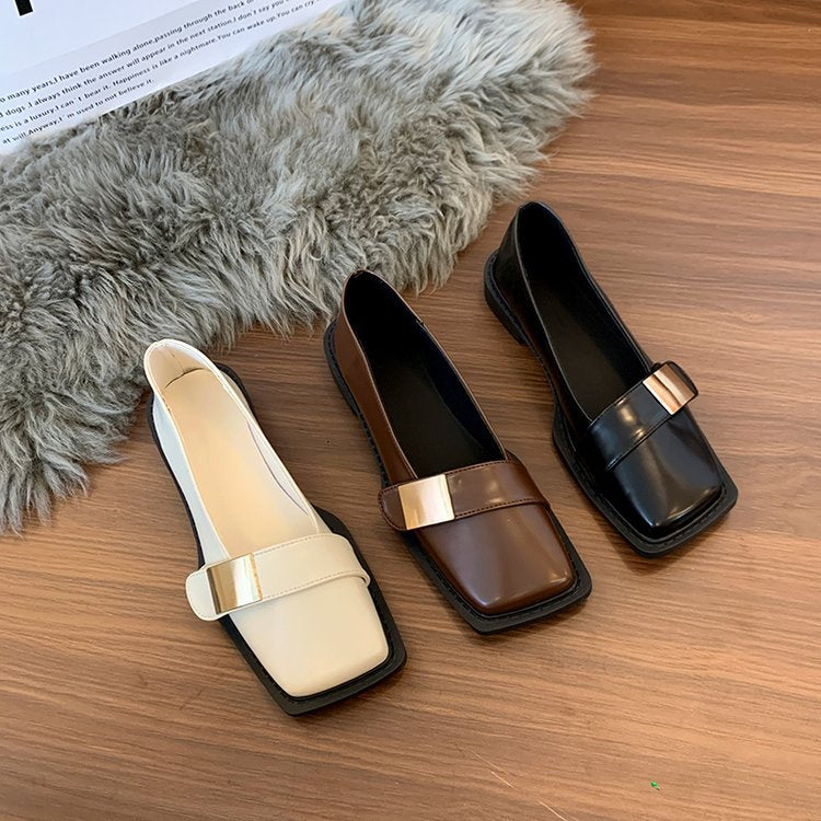 Damen elegante Ballerinas mit schickem Riemen und komfortablem Blockabsatz EB