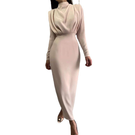 Damen Elegantes Wickelkleid mit Raffungen und langem Schnitt EB