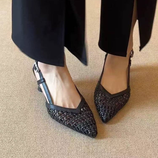 Damen Slingback-Pumps mit geflochtener Oberflächenstruktur und elegantem Absatz EB
