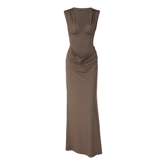 Damen Maxi-Kleid mit eleganter Drapierung EB