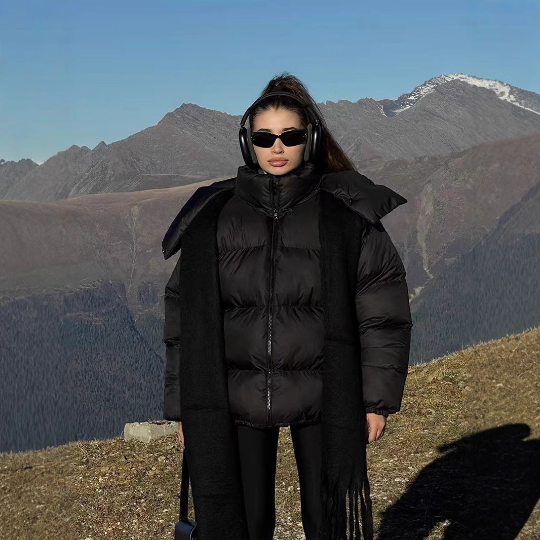 Damen gefütterte Outdoor-Jacke mit hochgeschlossenem Kragen und gestepptem Design EB