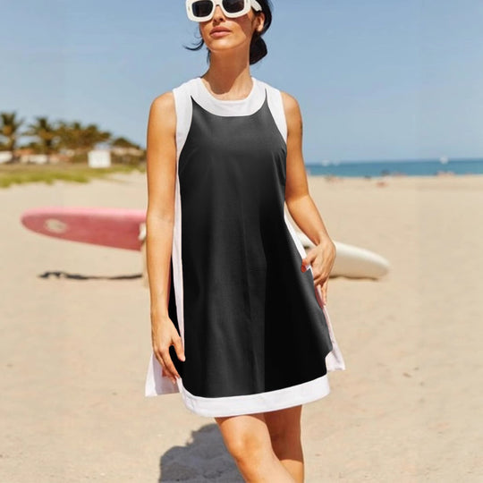 Damen lässiges Strandkleid mit praktischen Taschen EB