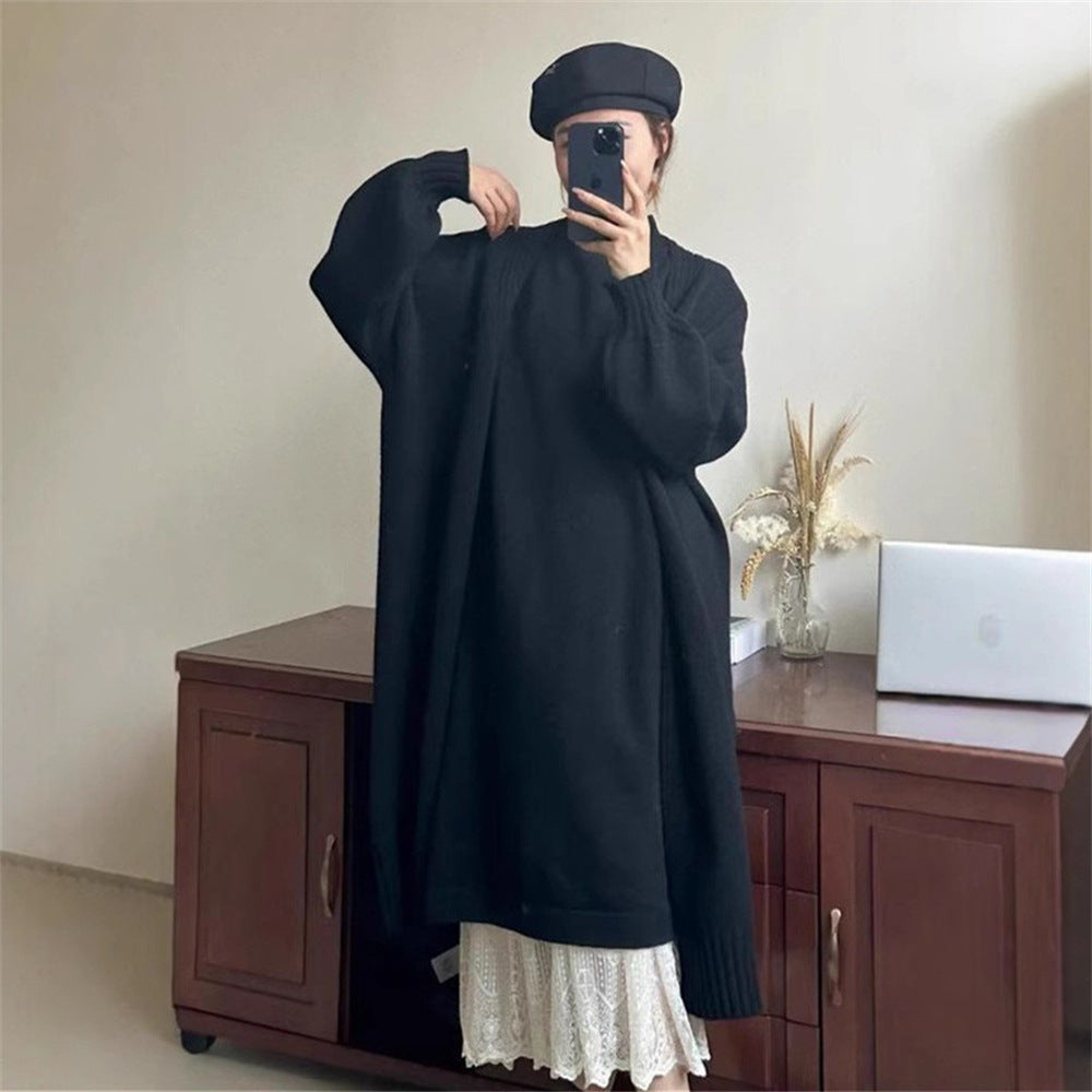 Damen Strickkleid mit offenen Schultern und lässigem Schnitt EB