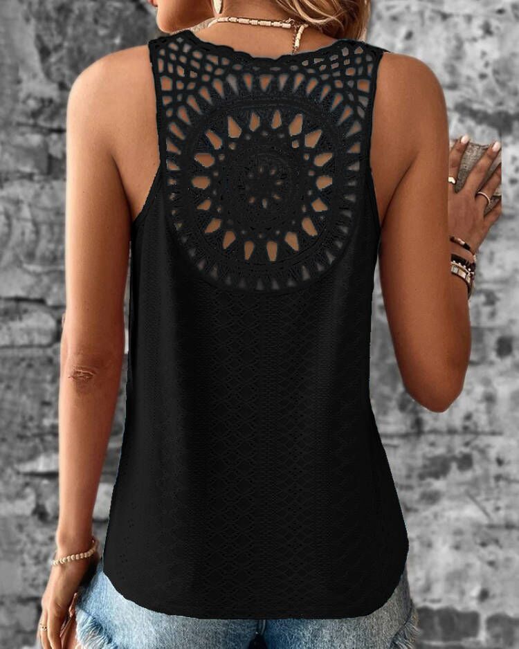 Damen luftiges Häkelshirt mit einzigartigem Rückendetail EB