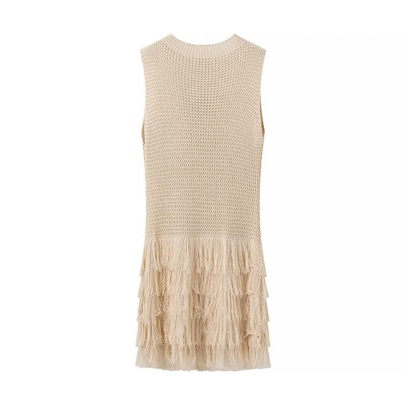 Damen Strickkleid mit Fransen und luxuriösem Design EB
