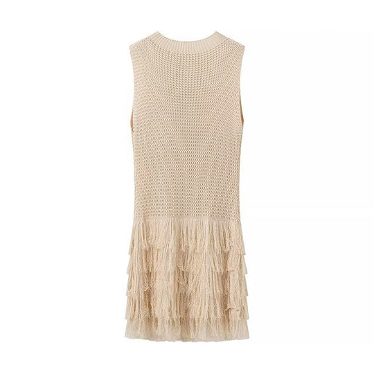 Damen Strickkleid mit Fransen und luxuriösem Design EB