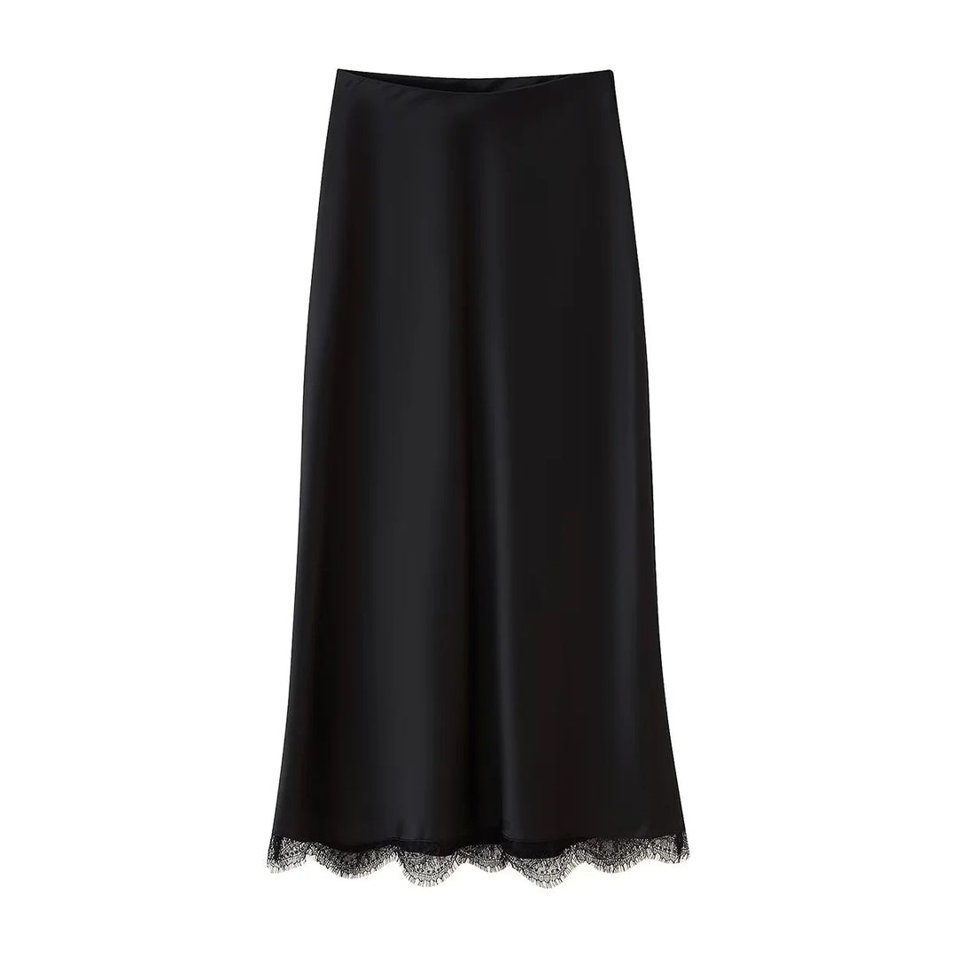 Damen Eleganter Midirock mit zartem Spitzenbesatz EB