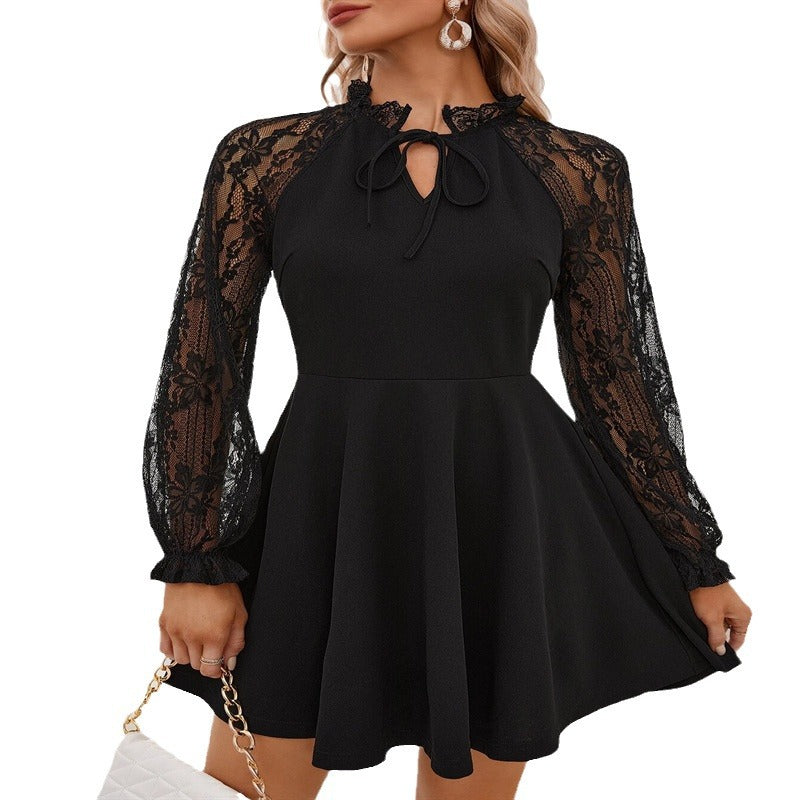 Damen Kleid mit Spitzenärmeln EB