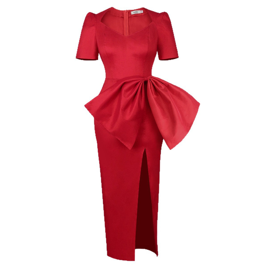 Damen Maxikleid mit eleganter Drapierung und voluminösem Rock EB