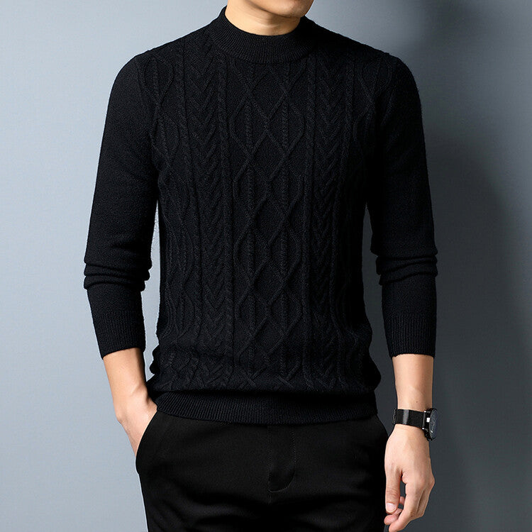 Herren Strickpullover mit strukturiertem Zopfmuster EB