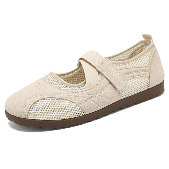 Damen nan atmungsaktive Mary-Jane-Walking-Halbschuh mit Klettverschluss und verstärkter Profilsohle EB